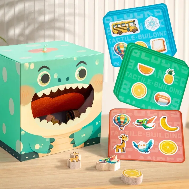 Wooden Balance Building Blocks Cute Cratoon Geometric Shape 3D Puzzle Montessori Education Toy for Kids Touching Sensory