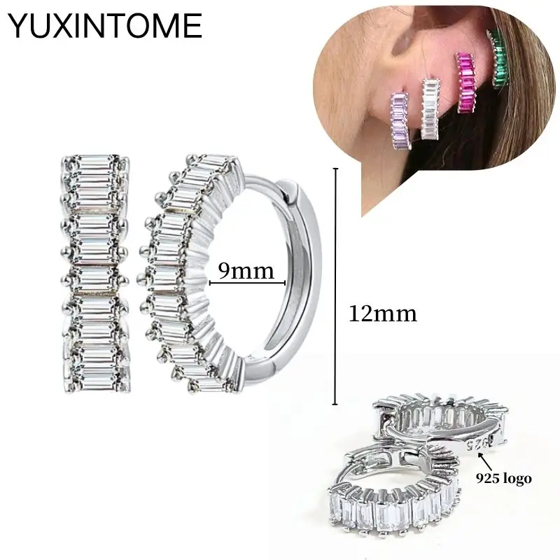 Ohrnadel aus 925er-Sterlingsilber, modische Creolen, weißer Kristall, luxuriöse Damen-Silberohrringe, Hochzeit, Damenschmuck, Geschenk