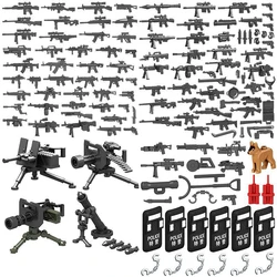 Military Weapons Swat Gun Cannon Soldier Army Police Hat Building Blocks Figure Accessories Model Bricks Diy Toy