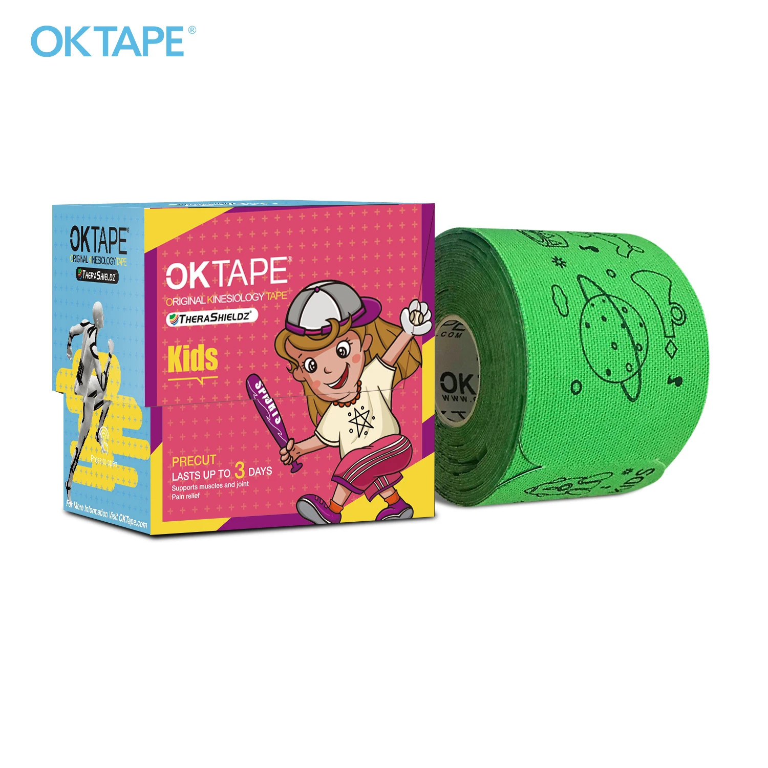 OK TAPE-Cinta de kinesiología para niños y adolescentes, 5CM X 5M, precortada, Fitness, fútbol, natación, gimnasio, entrenamiento, ejercicio