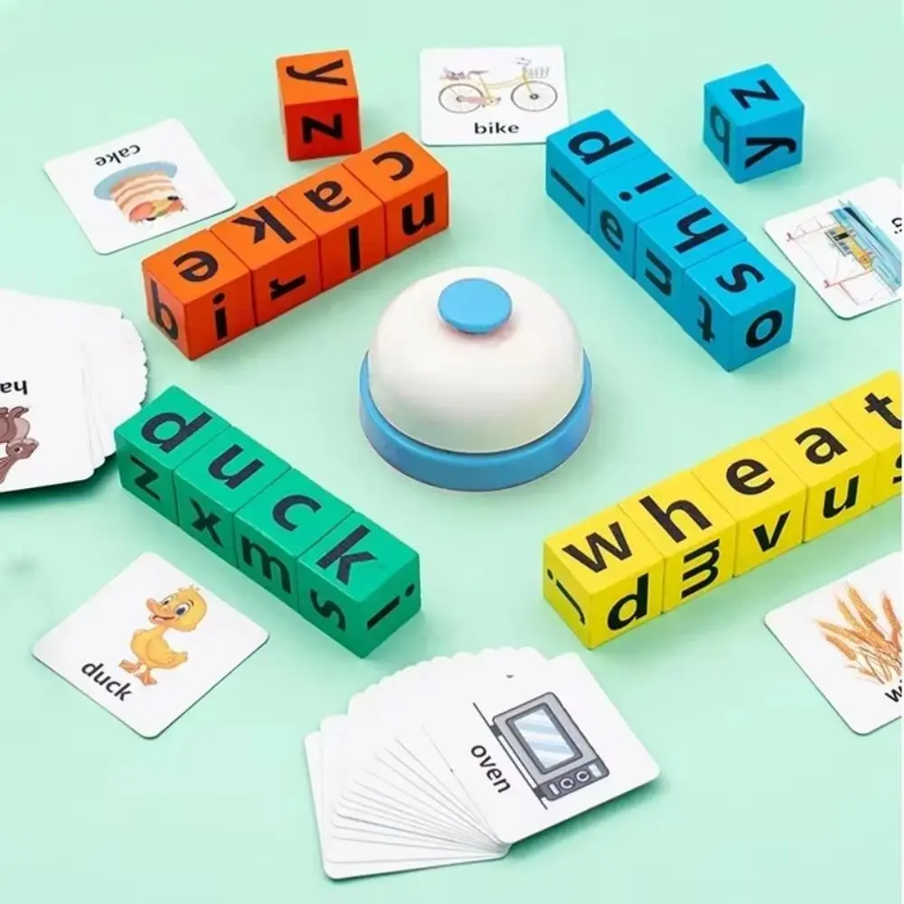 Flash Cards Alphabet Spelling Game Word Spelling Game Wooden English Words Card Baby Learning Cards Matching Game Puzzle Game