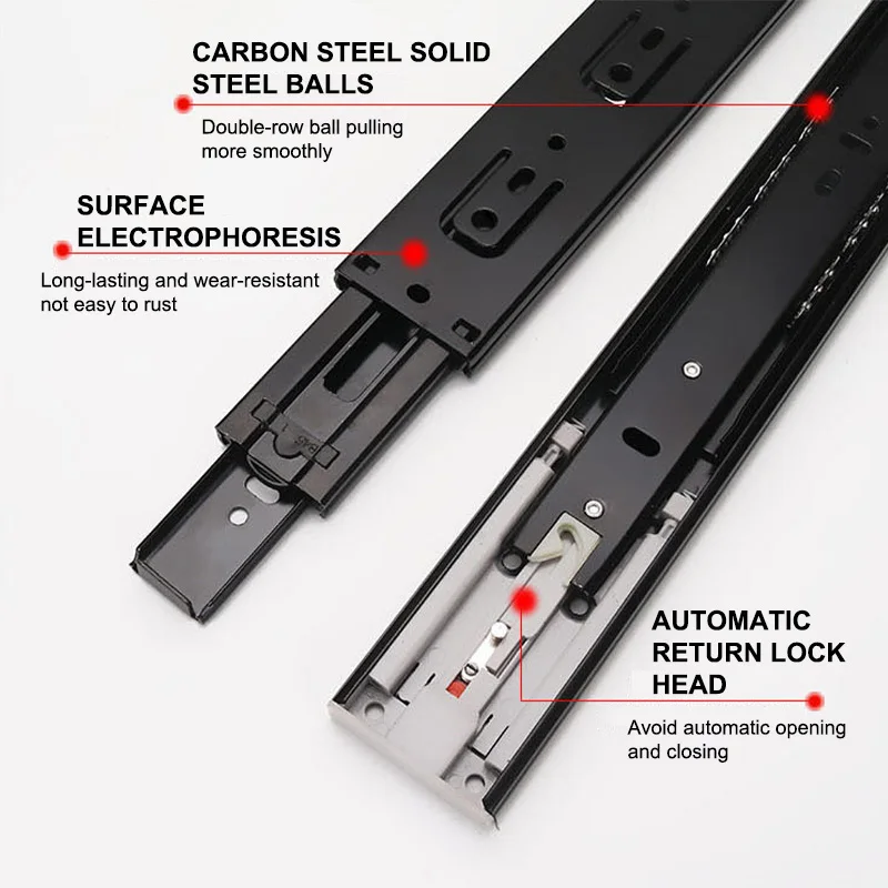 Gifsin 45mm Push-open prowadnice do szuflad wyciszenie toru odbicia trzyczęściowe akcesoria szynowe