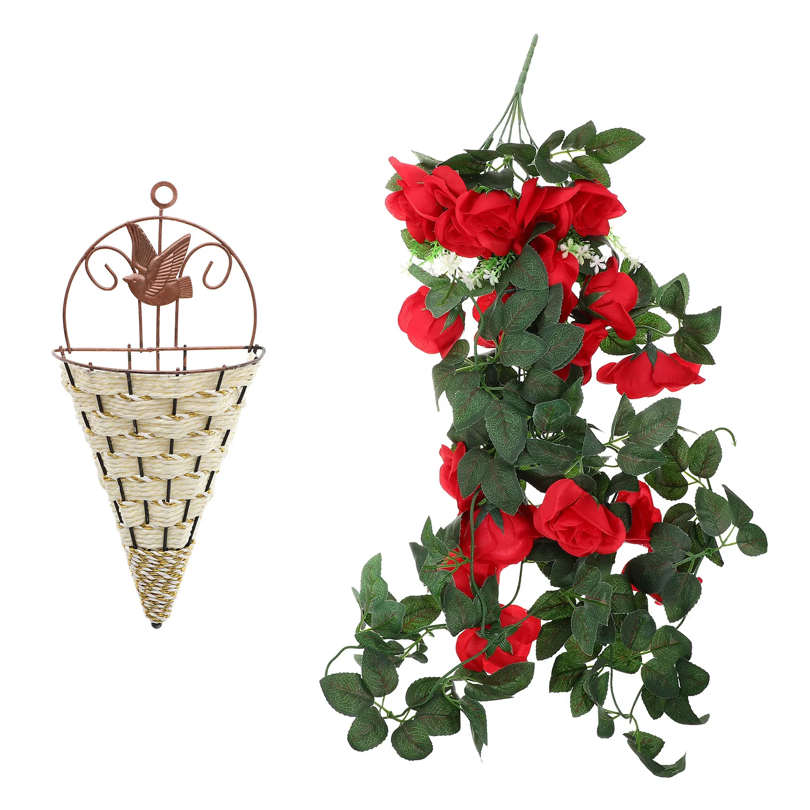

Набор искусственных роз на лозе в корзине: декоративные подвесные цветы для кафе, ресторанов, проходов, стен, фестивалей