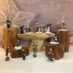 Vintage Victorian Winter Town Mini Resin Figurines, Christmas Scene Layout Ornaments, Holiday Travel Collectible Gifts
