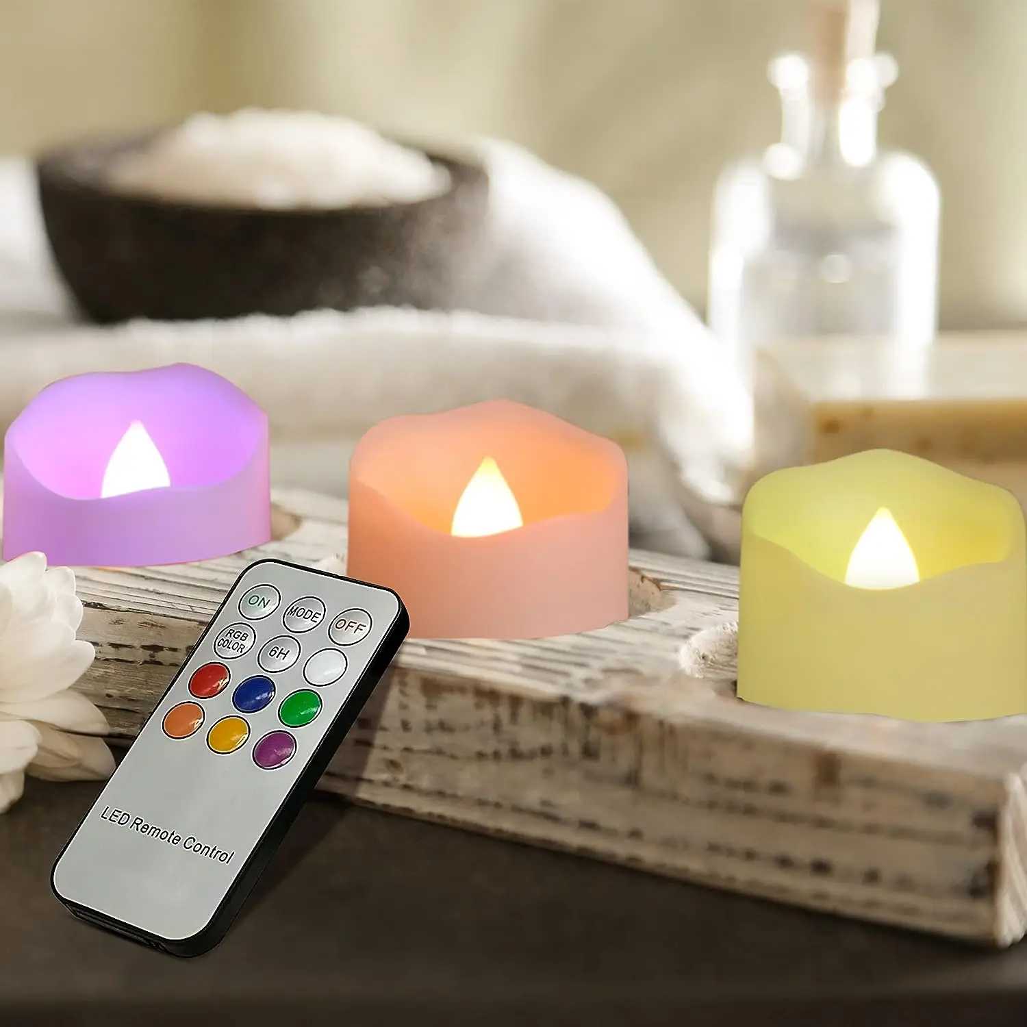 6pcs Usb Rechargeable Votive LED TeaLight Remote controlled Flameless Flickering Candle Lamp Christmas table Lighting Decoration