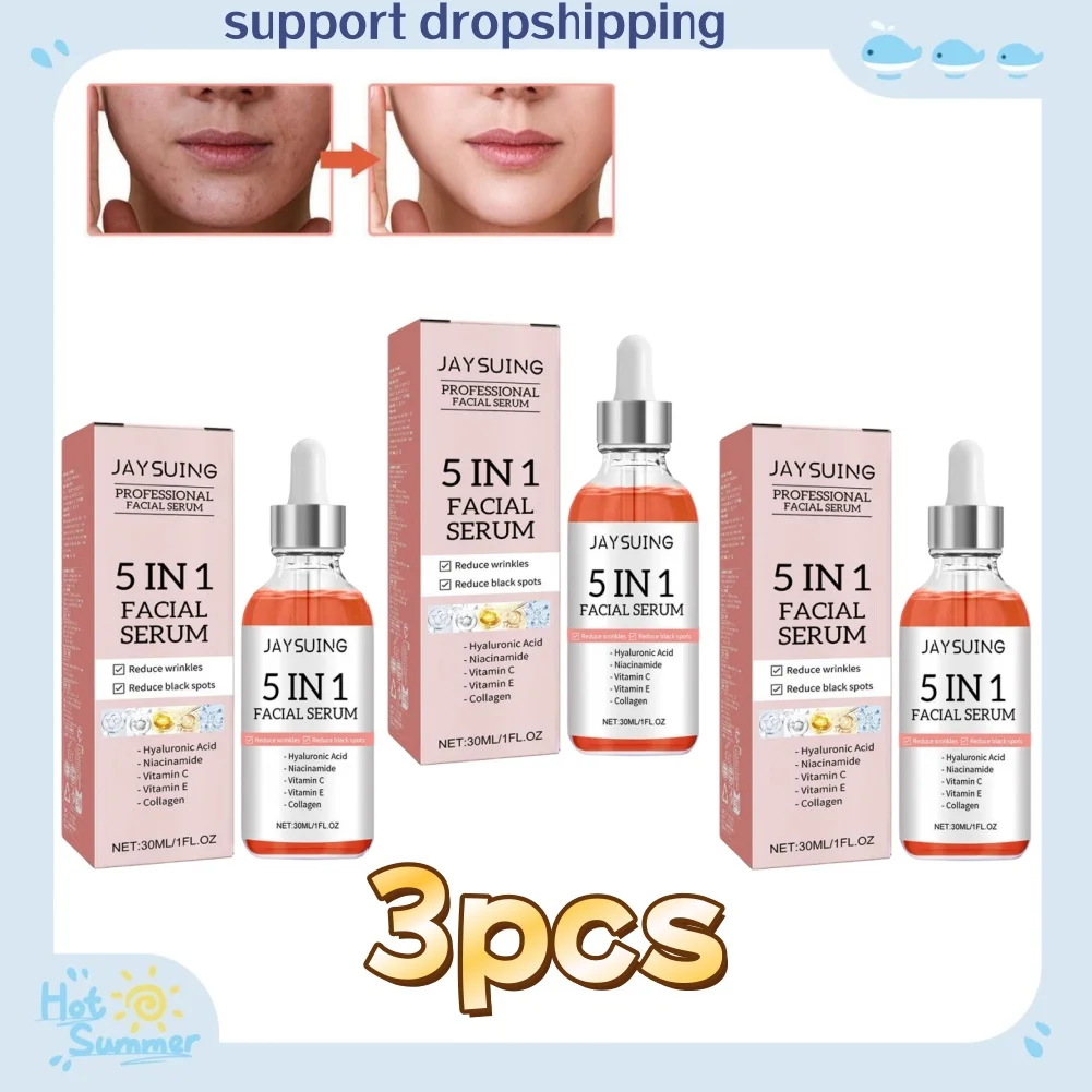 

5 In 1 Fade fine lines Firming Face Serum Moisturizing brightning Vitamin C Hyaluronic Acid Facial Serum Shrink Pores Skin Care