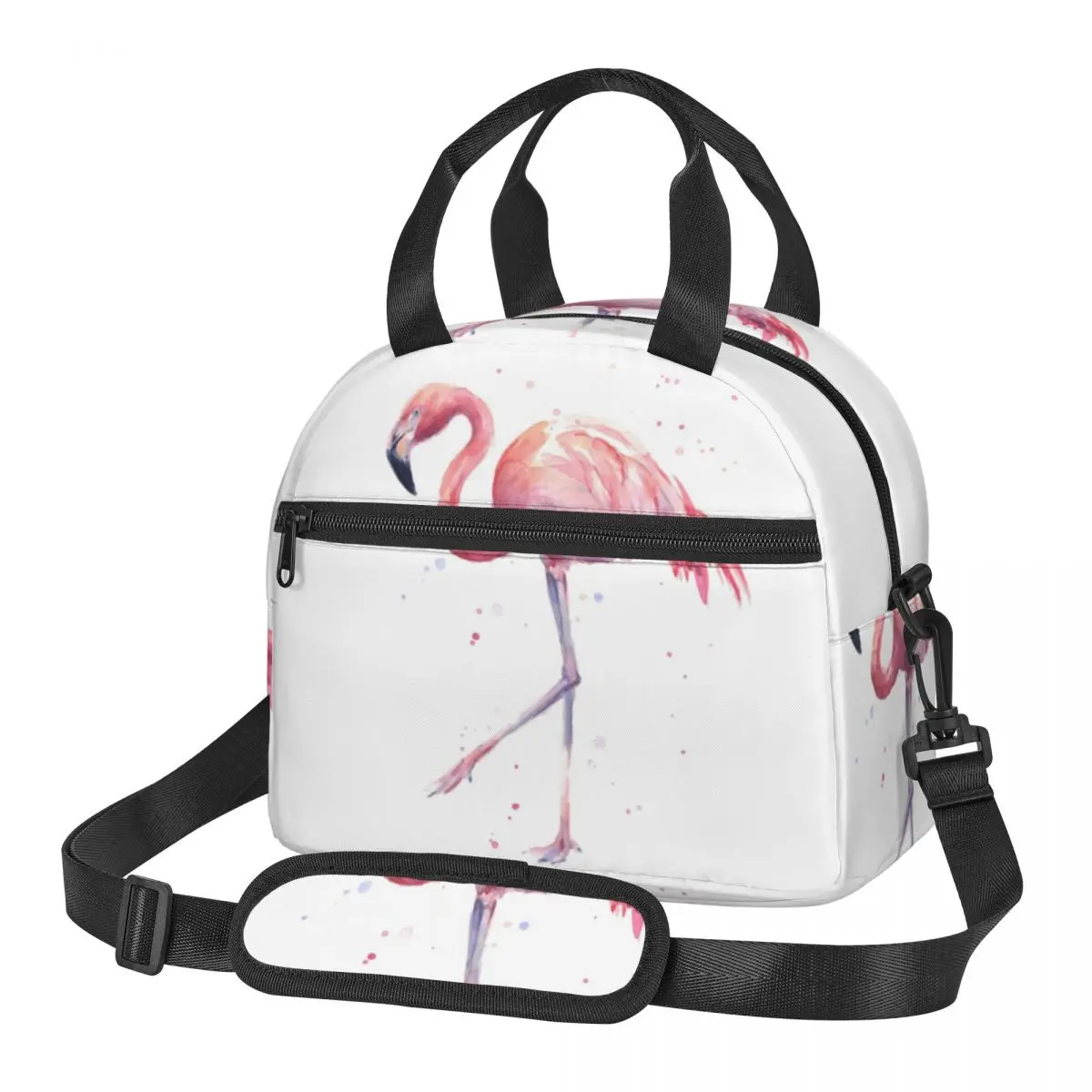 Flamingo Watercolor Painting Lunch Bags Insulated Bento Box Leakproof Lunch Tote Picnic Bags Cooler Bag for Woman Travel