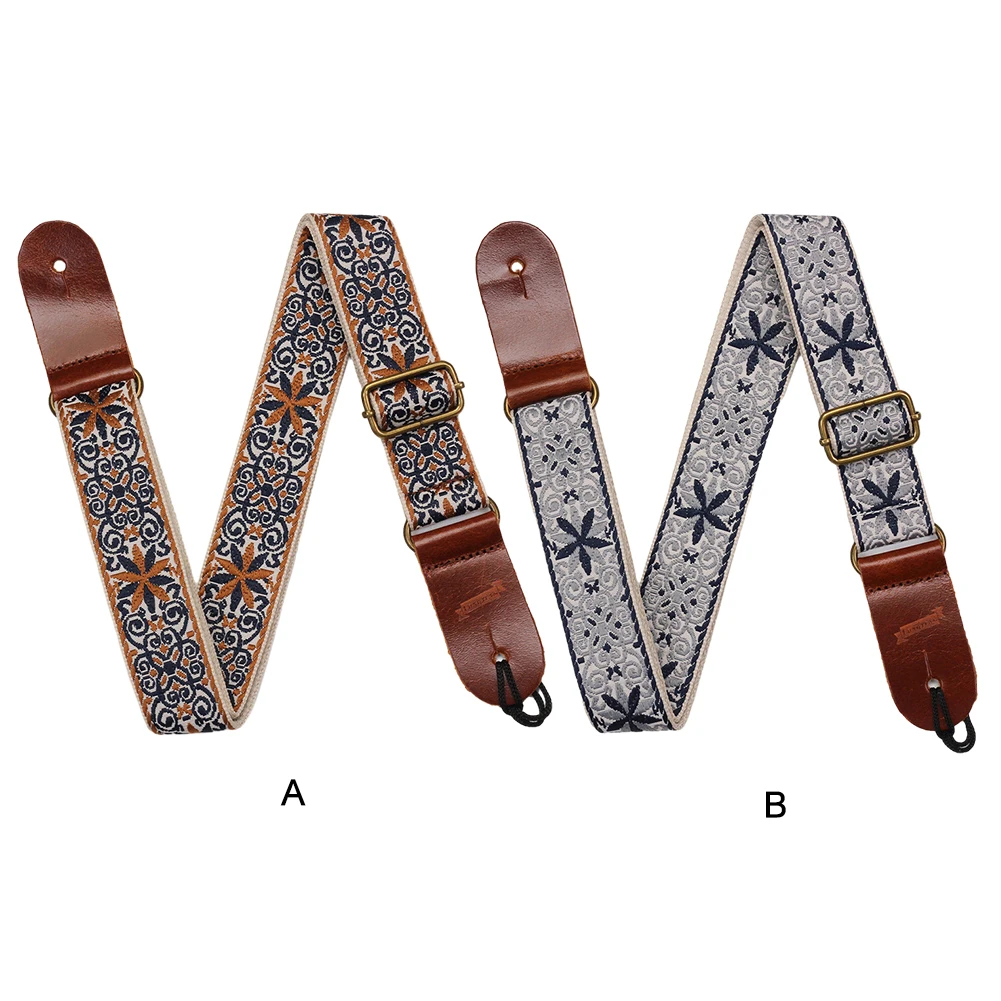الغيتار باس حزام التطريز نمط القيثارة بوهو حزام الكتف قابل للتعديل نمط العرقية للجيتار الكلاسيكي مندولين البانجو