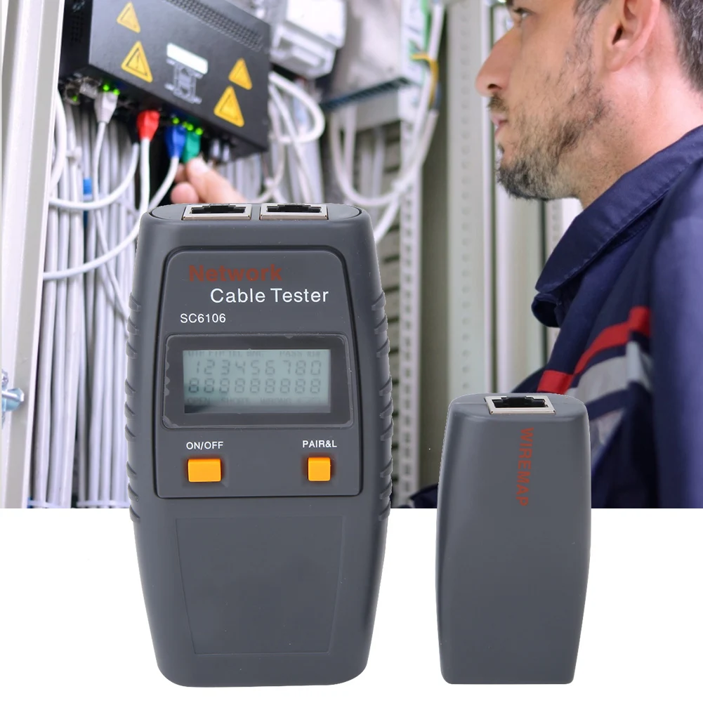Network Cable Tester SC6106 LAN Network Wire Cable Tester Electrical Line Finder Testing with LCD Display