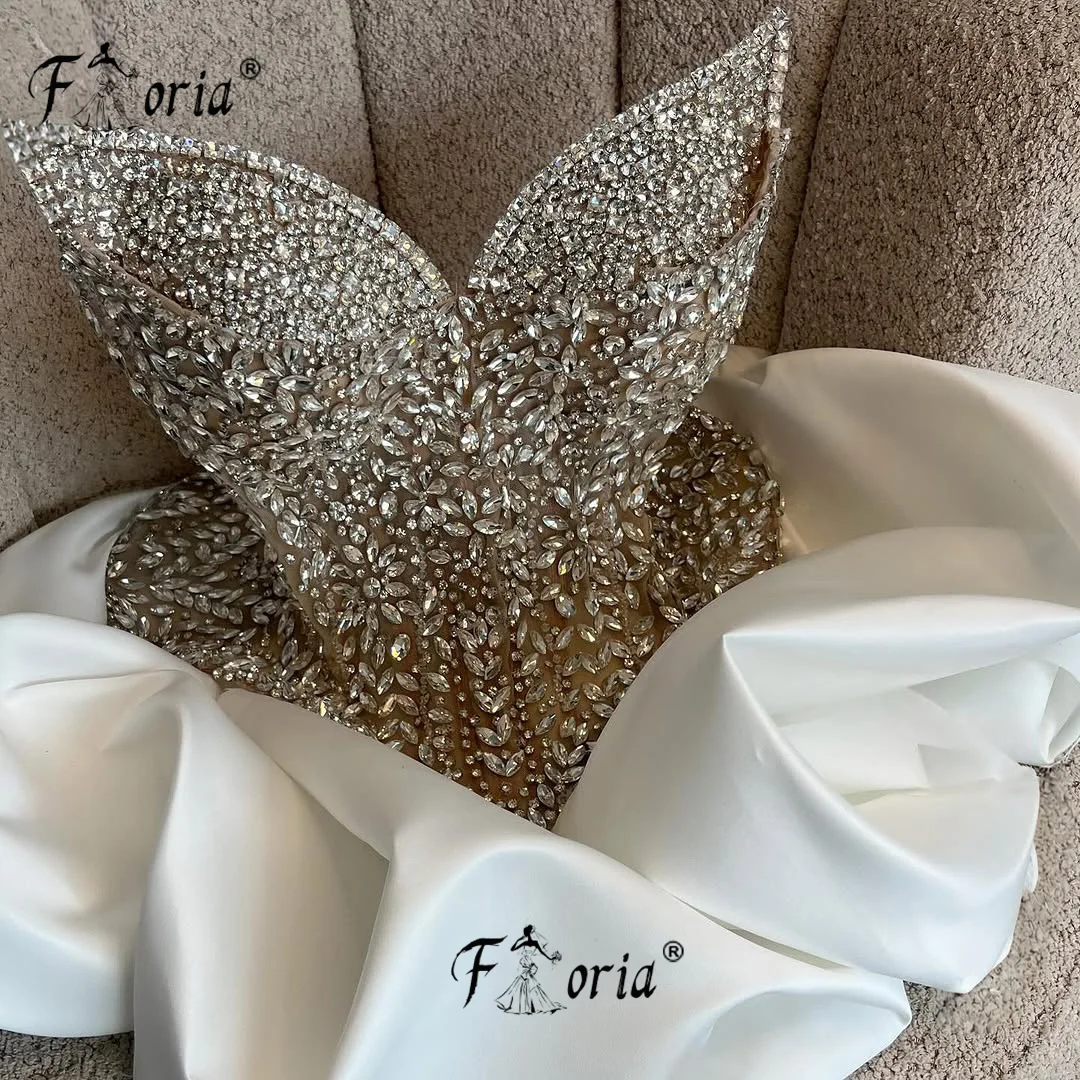 Fashion Heavy Crystal Stones Top Ivory Cocktail Dress Sleeveless Customized Short Bust Skirt Prom Homecoming Dress Party Beads