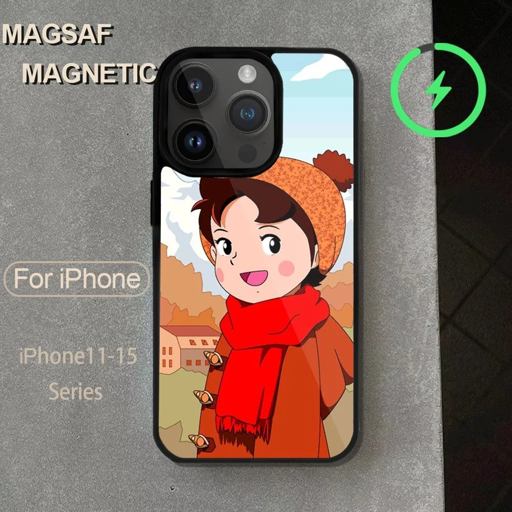 Cartoon Heidi Girl Of The Alps  Phone Case  For iPhone 14 13 12 11 15 Pro Max Magsafe Wireless Charge Plus Mini Cover