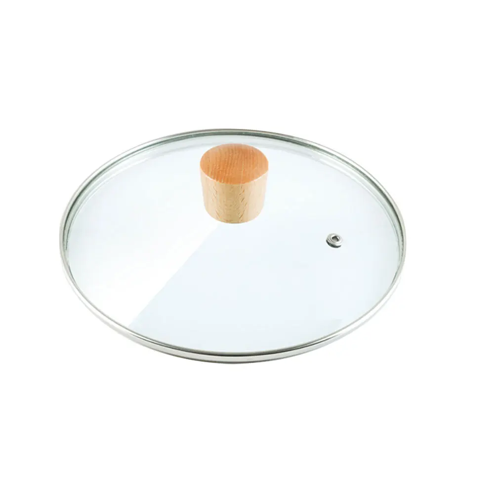 

Pot Cover Universal Tempered Glass Lid With Wood Knob Heat Resistant Kitchen Essential For Home Restaurant Use