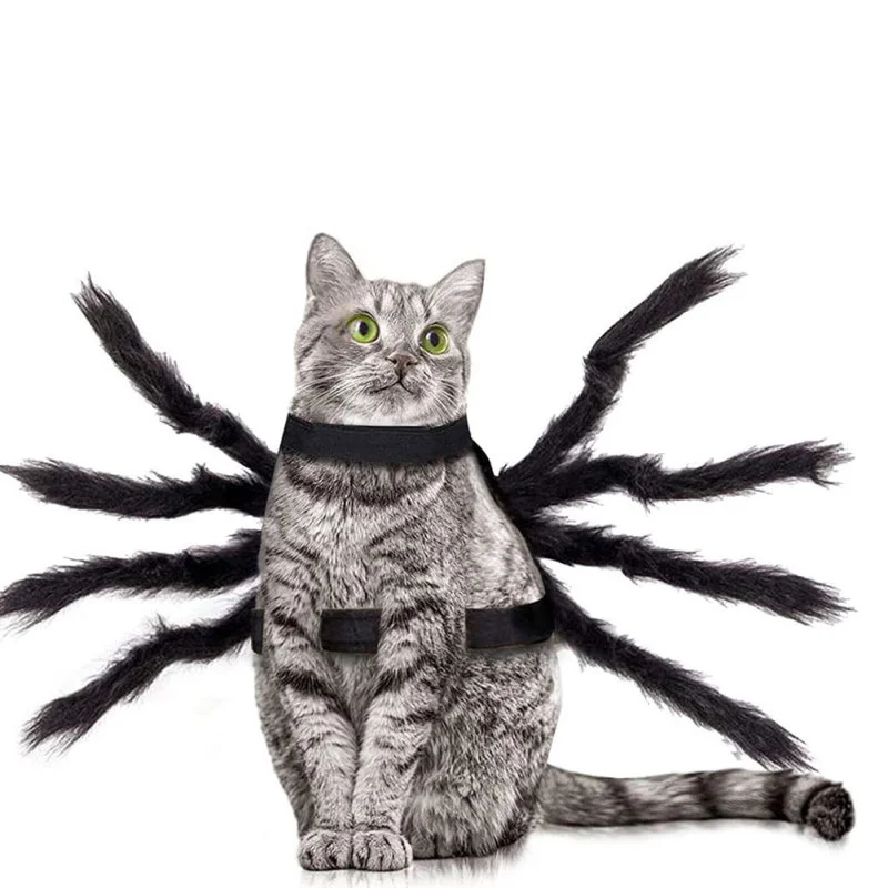 2pcs Halloween Pet Dog Spider Clothes Puppy Cats Horror Simulation Plush Spider Transformation Party Dress Up Costume Props