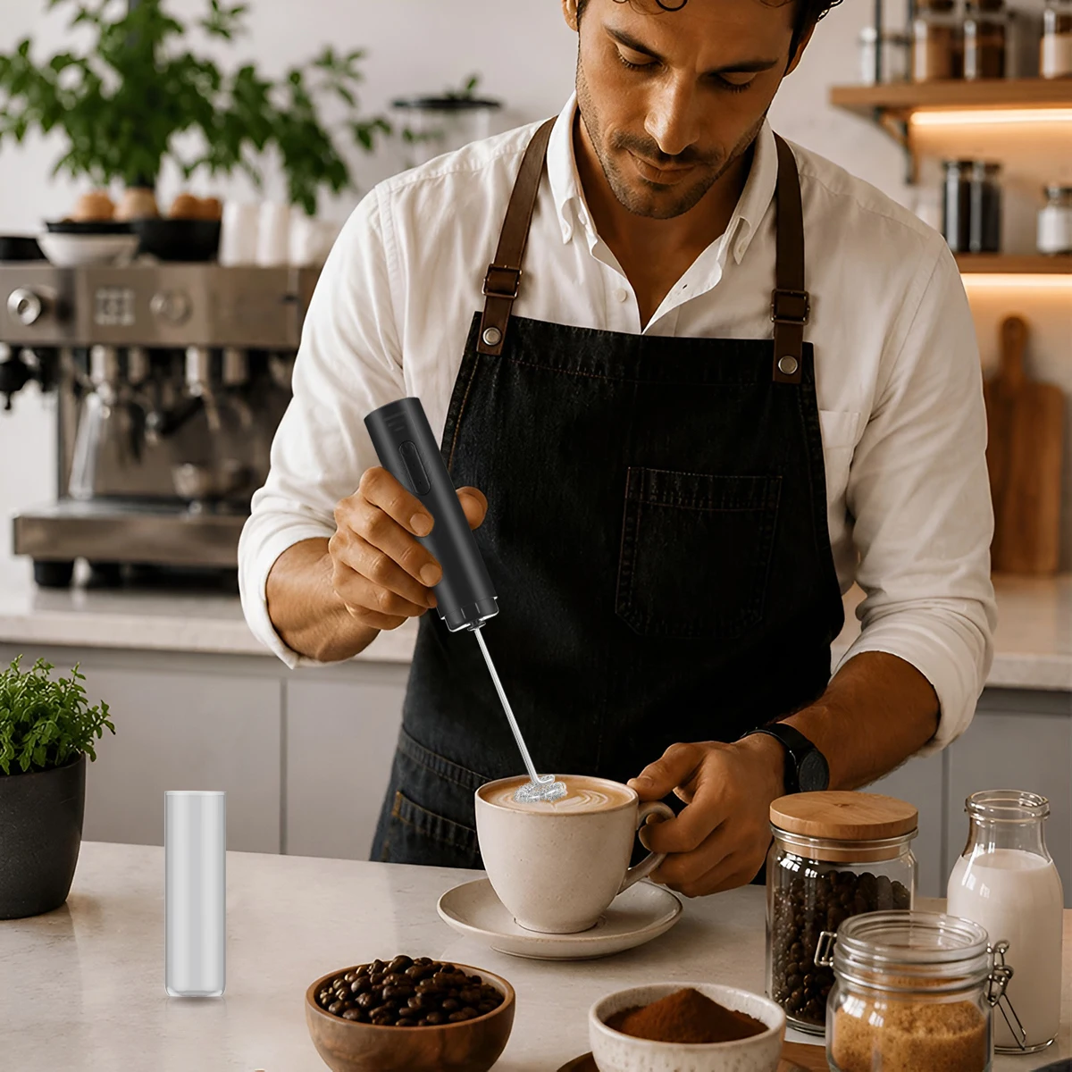 Wireless Handheld Coffee Frother with Dust Cover Electric Egg Beater Milk Frother for Home New Model