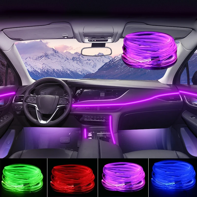 Car Interior Decorative Light Strips 2M Cold Light LED Dashboard Console Ambient Lamp for SUV Custom Build
