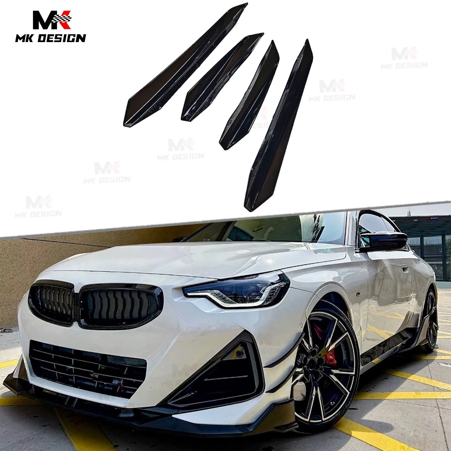 

VTEN Style ABS Front Bumper Side Splitters for BMW 2 Series G42 M240i 2022+ Bright Black Side Canards Fins Car Styling