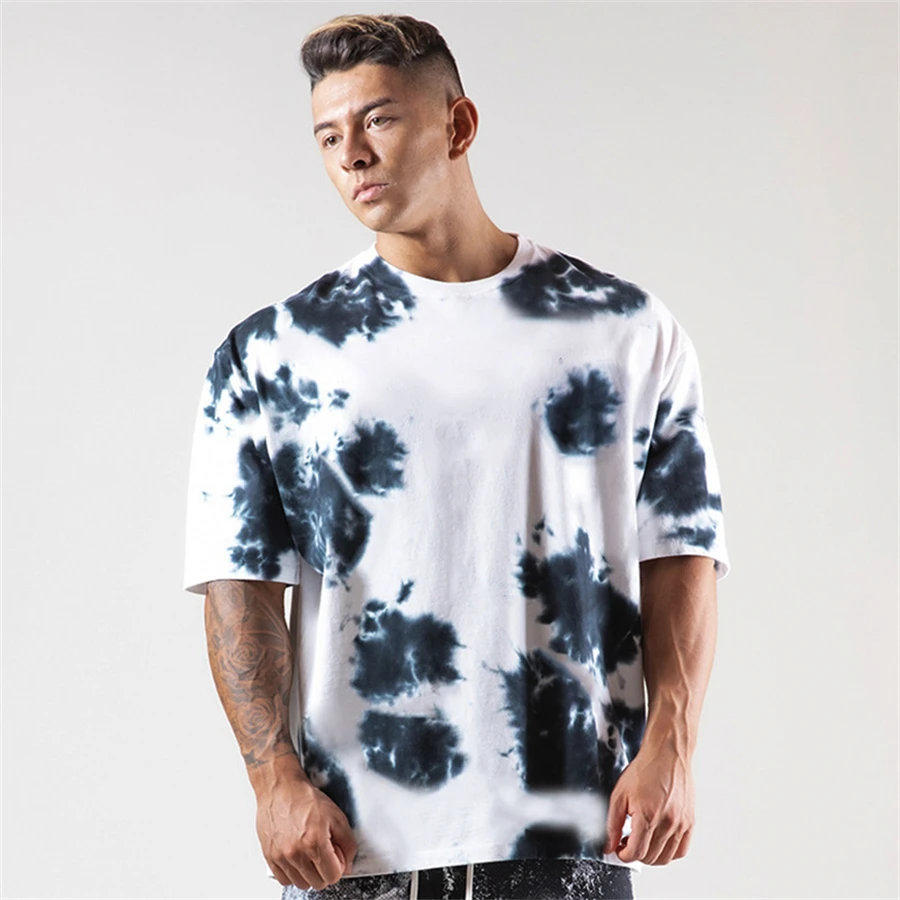 Summer new sports men\'s T-shirt round neck cotton running short sleeve top casual hip hop style Jogger fitness LARGE T-SHIRT