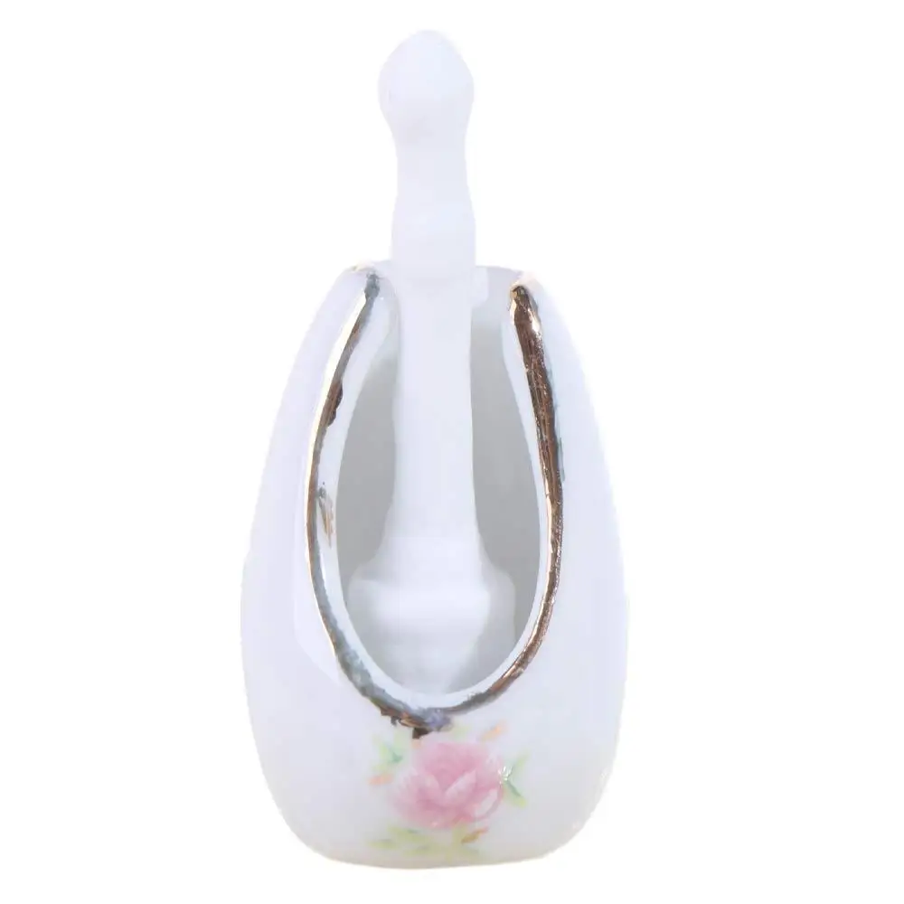 Acessório de Banheiro Exquisito para Casa de Bonecas em Escala 1/12, Estilo Vintage com Flores de Porcelana