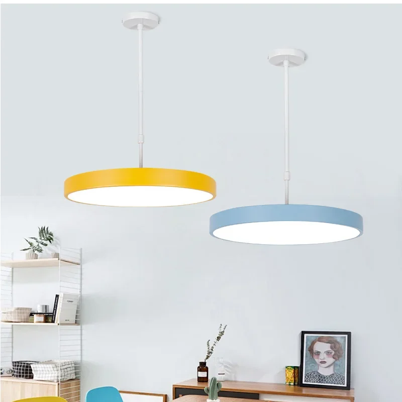 

Modern LED Circular Pendent Light Macaron For Kitchen Dining Room Children's Room Restaurant Decor Chandelier Lighting Fixtures