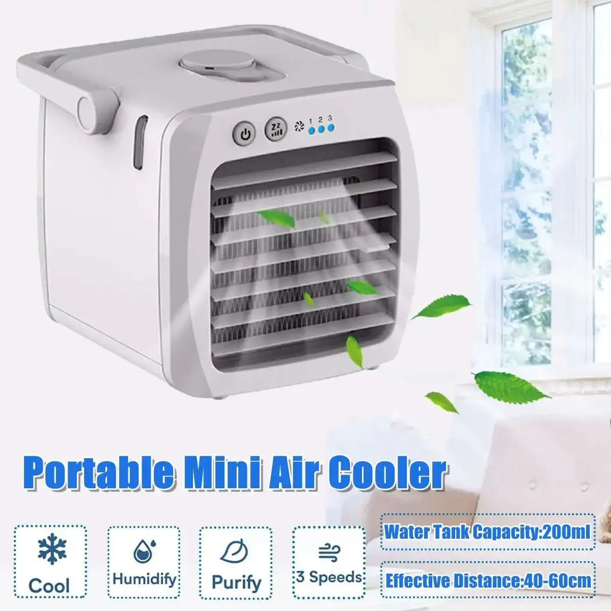 Mini USB charging Air Conditioner Air Cooler Humidifier Disinfecting Office Deaktop Portable Air Conditioning Fan for Home