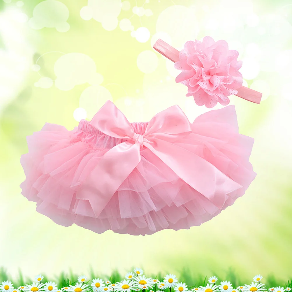 

Photography Props Baby Girls Tutu Skirt Pink L Newborn Toddlers Birthday Dress Headdress Easy Wash No Mark Elastic
