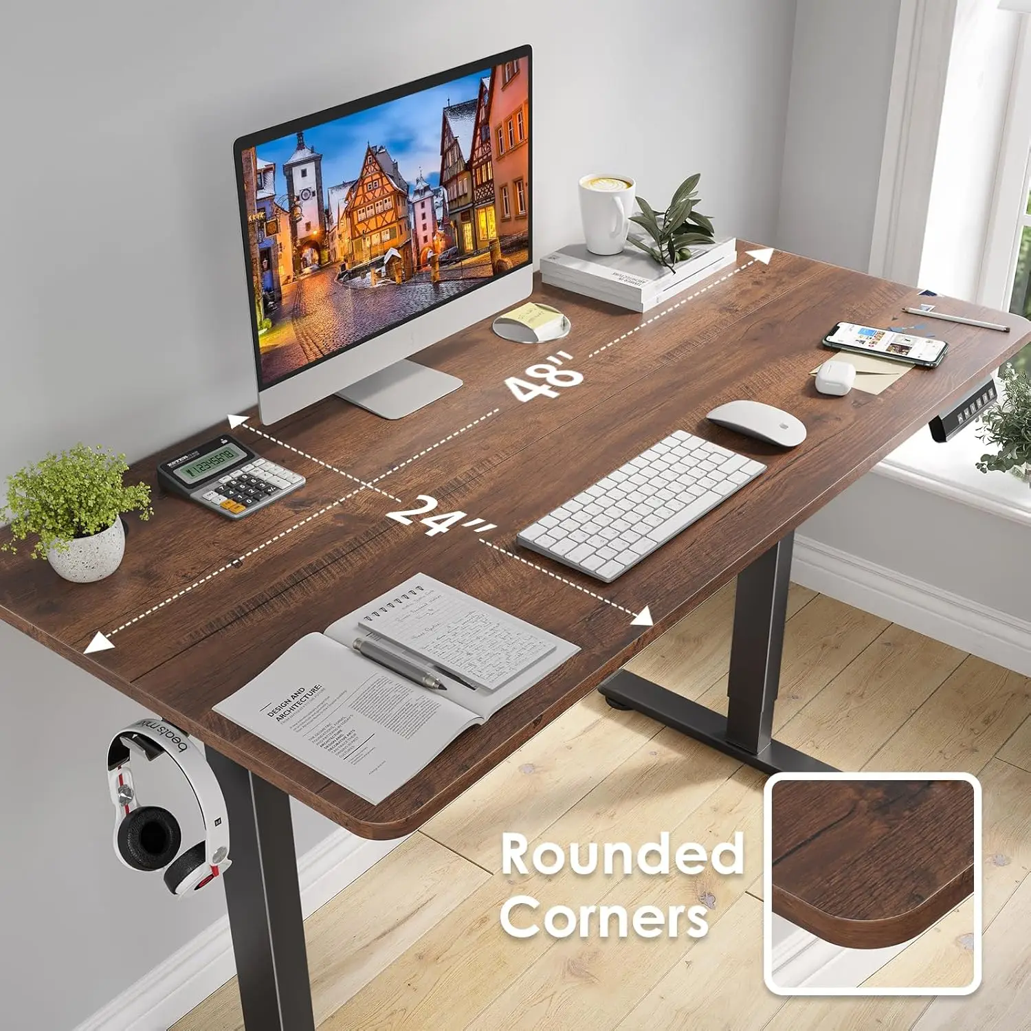 Electric Standing Desk Adjustable Height Sit Stand Home Office Desk with Splice Board