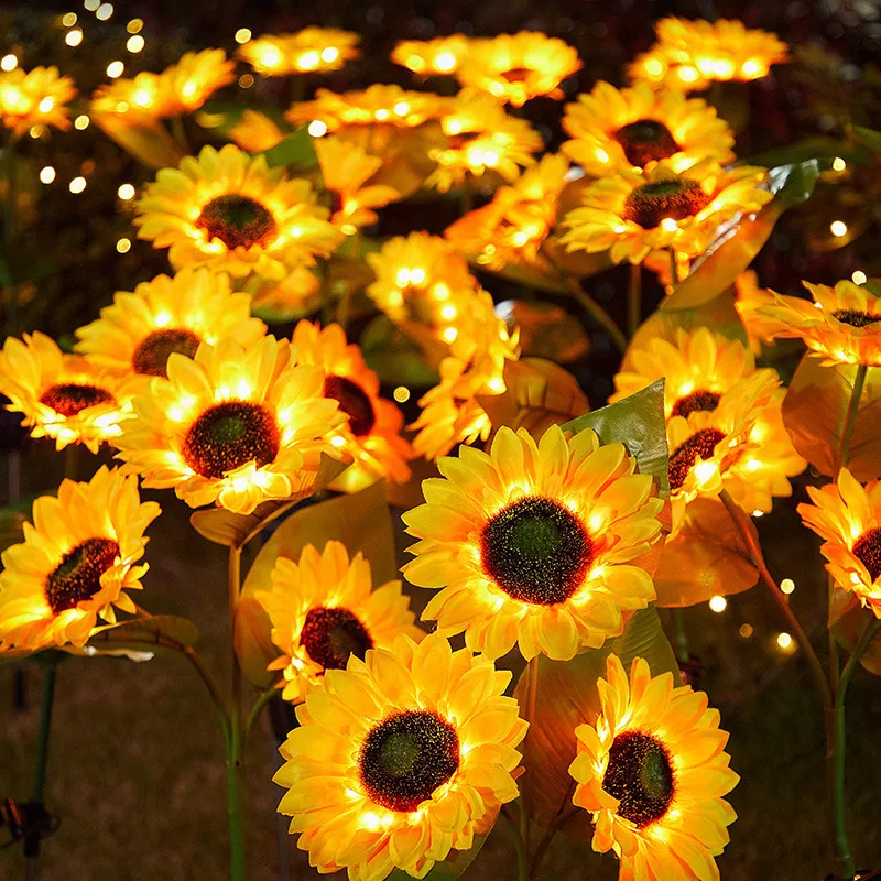 Spot Solar Creative Sunflower Lantern Outdoor Garden Courtyard Decoration Floor Plug In Lamp Festival Atmosphere Lawn