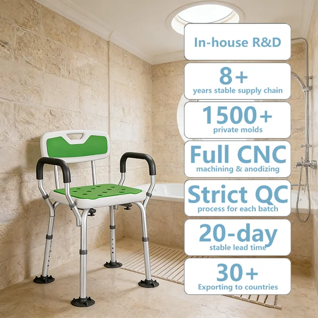 

Simplywalk Aluminum Alloy 200KG Bath Shower Chair Non-skid Feet Hospital Adult People UKCA Distributor Support