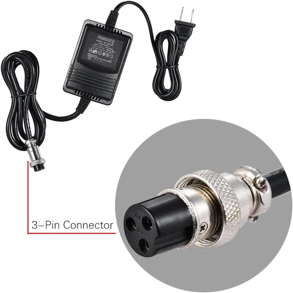 Portable 3-Pin Connector AC Power Adapter Power Supply Adapter 3-Pin Power Cord Professional Studio