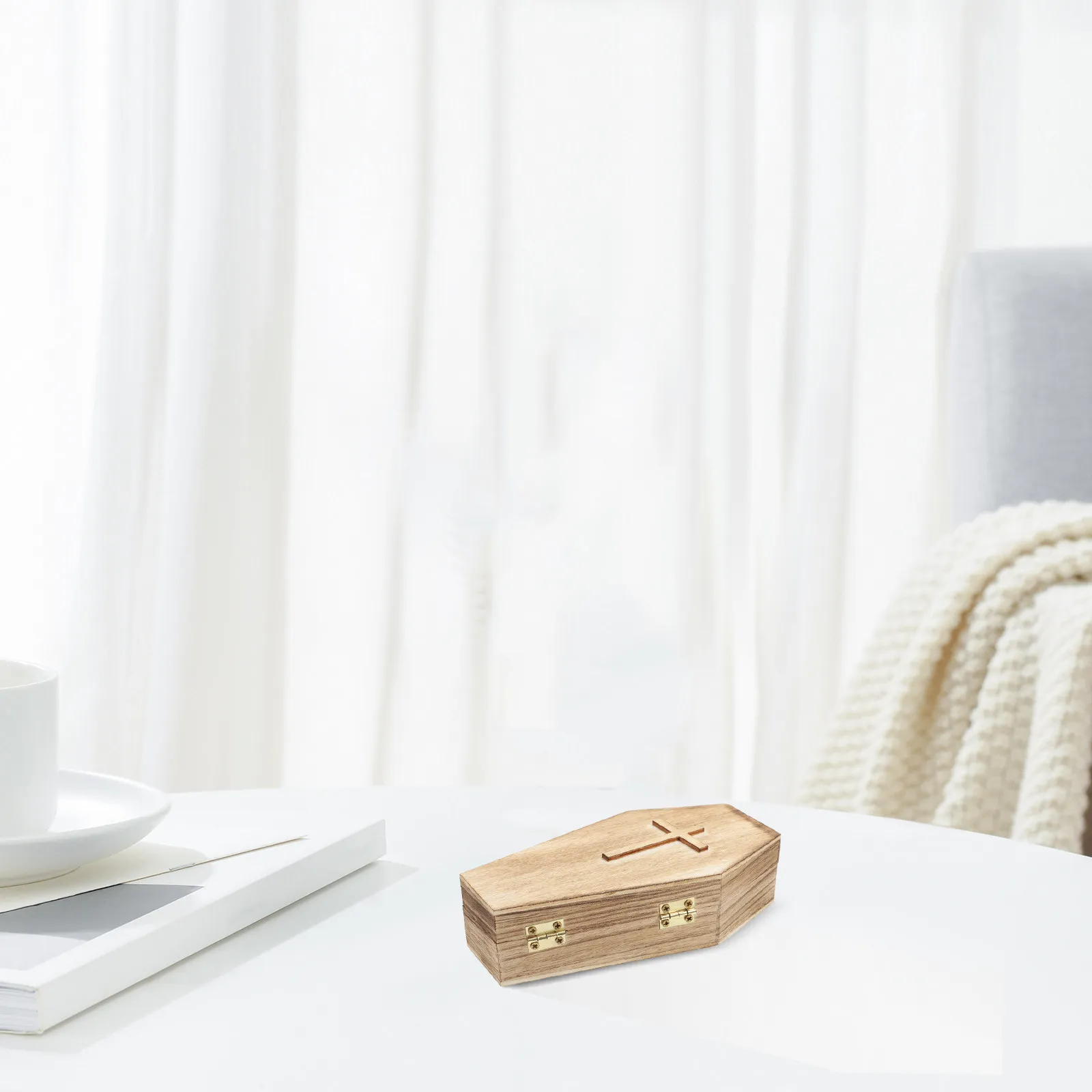 

Coffin Shaped Jewelry Box Excellent Wood Lightweight Portable Halloween Jewelry Organizer Creepy Festival