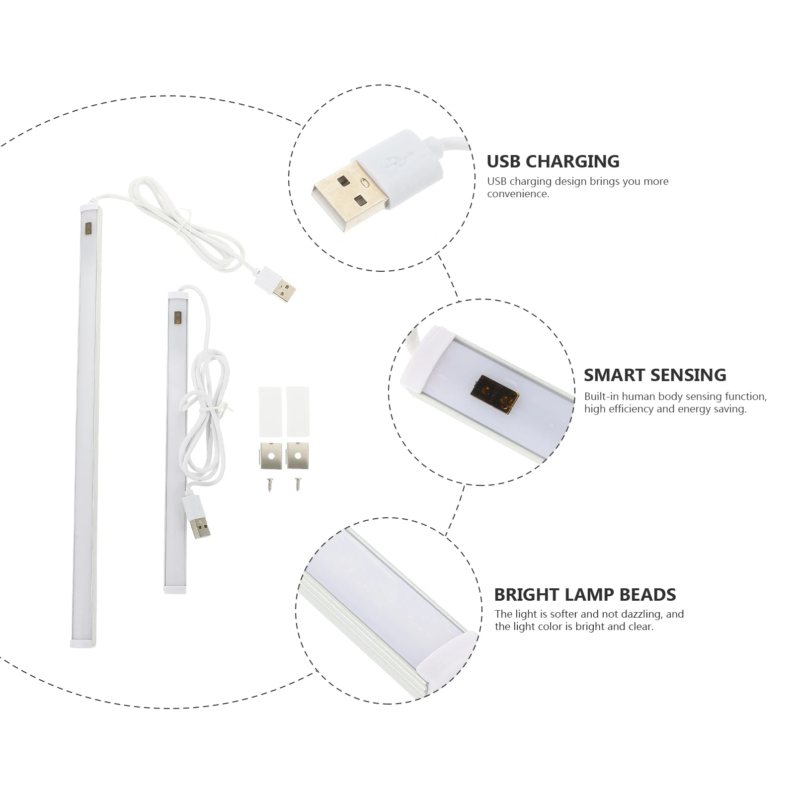 2Pcs LED Sensor Cabinet Lights Rechargeable Motion Induction Lamp for Closet Kitchen Bathroom Under Cabinet LED Lamp