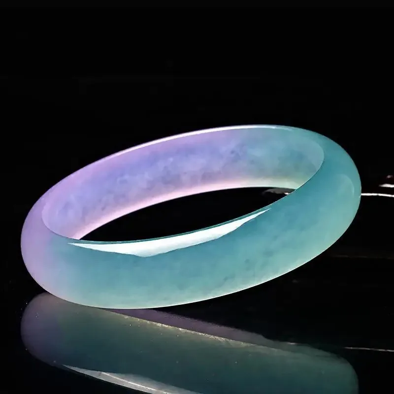 Ice Violet Handcarved Wide Strip Jade Bracelet Fashion Boutique Jewelry Men's and Women's Jade Bracelet