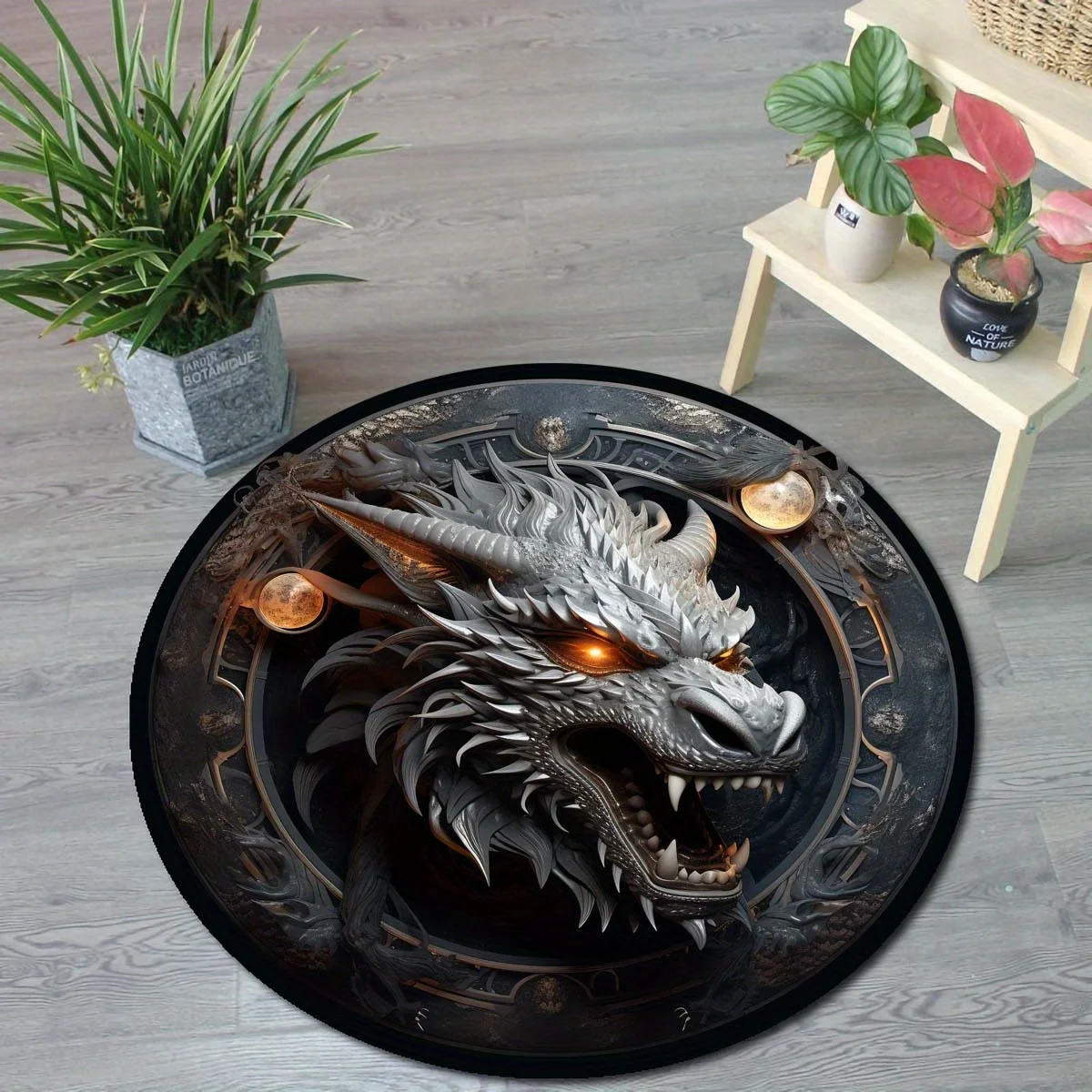 

круглый ковер с узором Fierce Dragon, бархатная ткань с кристаллами, можно стирать в машине, подходит для украшения спальни и гостиной