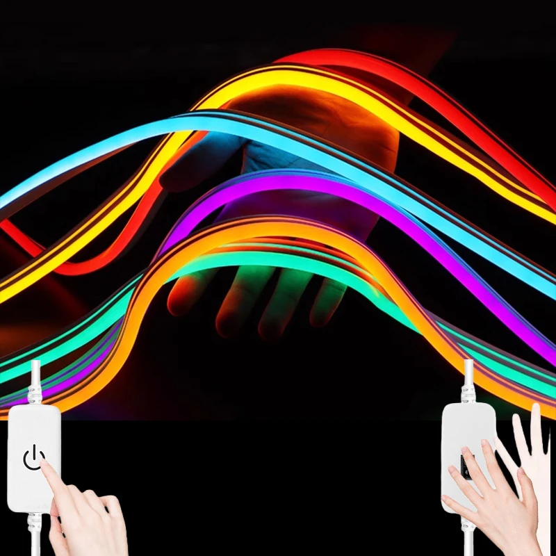 

Светодиодная неоновая лента постоянного тока с регулируемой яркостью, 12 В, 1 м, 2 м, 3 м, 4 м, 5 м, гибкая лента с сенсорным датчиком, светодиодные неоновые огни, водонепроницаемое внутреннее освещение