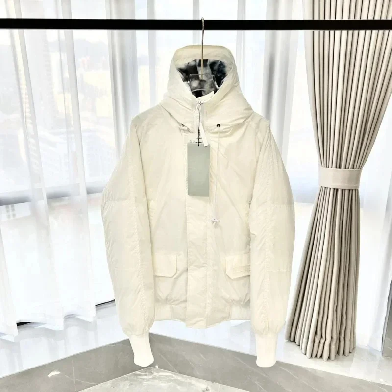 Cana*a Go*se Effen kleur winddicht crop pufferjack unisex winter dikke korte stijl 90% witte ganzendons jas damesjassen