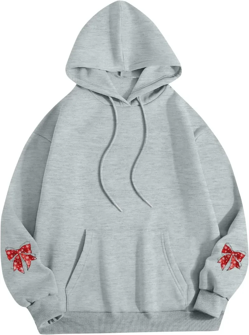 هوديس عيد الميلاد للنساء مطبوعة كم طويل البلوز الشتاء العصرية البلوز عارضة طويلة الأكمام عارضة لينة الشتاء مقنعين