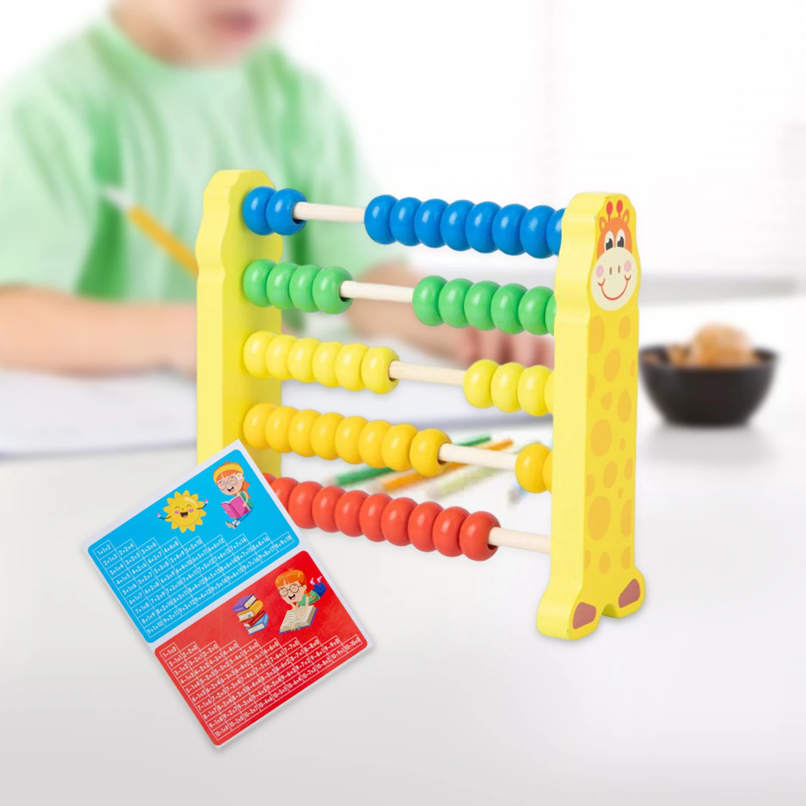 Juguete de juego de matemáticas con marco de ábaco de madera Montessori con cuentas multicolores educativo