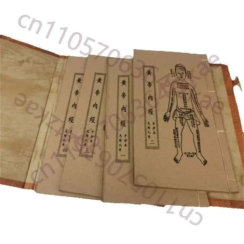 A Set Of 4 Old Thread Bound Books,Chinese Collection Yellow Emperor's Inner Canon, A Classic of Traditional Chinese Medicine