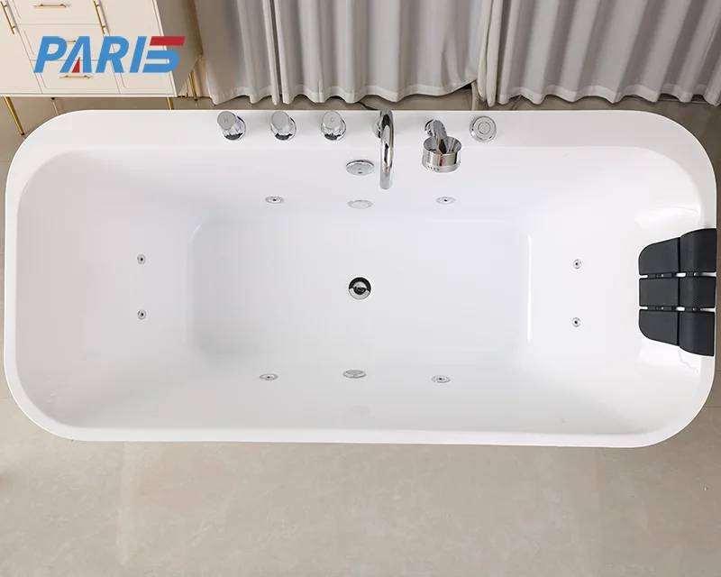 Contemporary Aquamarine Acrylic Freestanding Bathtub Modern Design for Indoor Installation for Modern Bathrooms