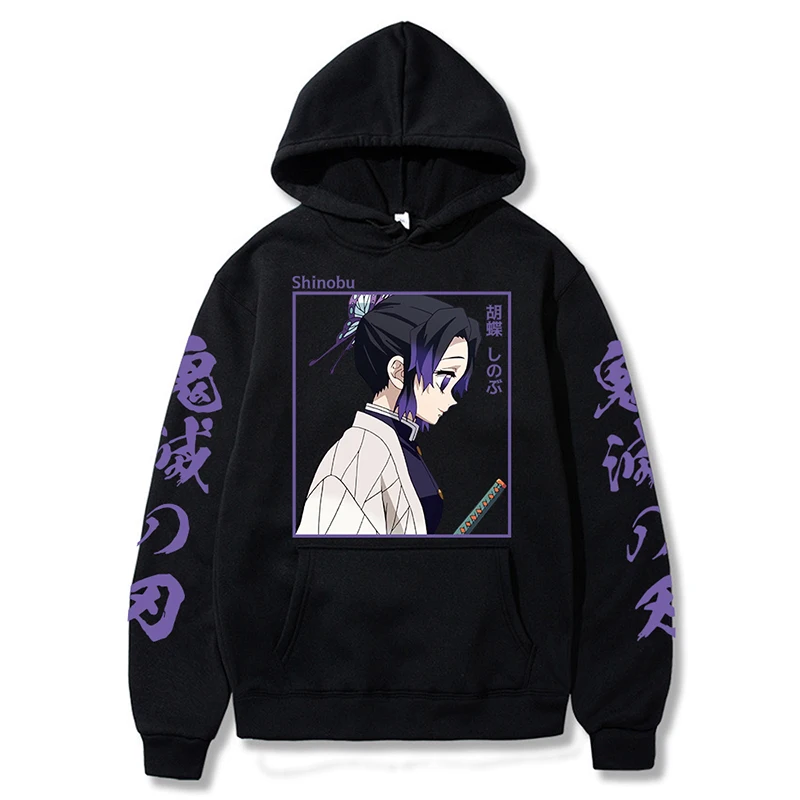 Demon Slayer Anime Hoodie Shinobu Kocho Men Women Sweatshirts Harajuku Plus Size Unisex Long Sleeve Pullover Clothes Tops