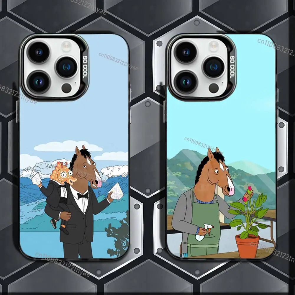

Cool HOT Phone Case IMD Phone Case For IPhone 17,16,15,14,13,12,11 Pro Max Plus B-BoJack Horsemans Color Silver Cover BLACK