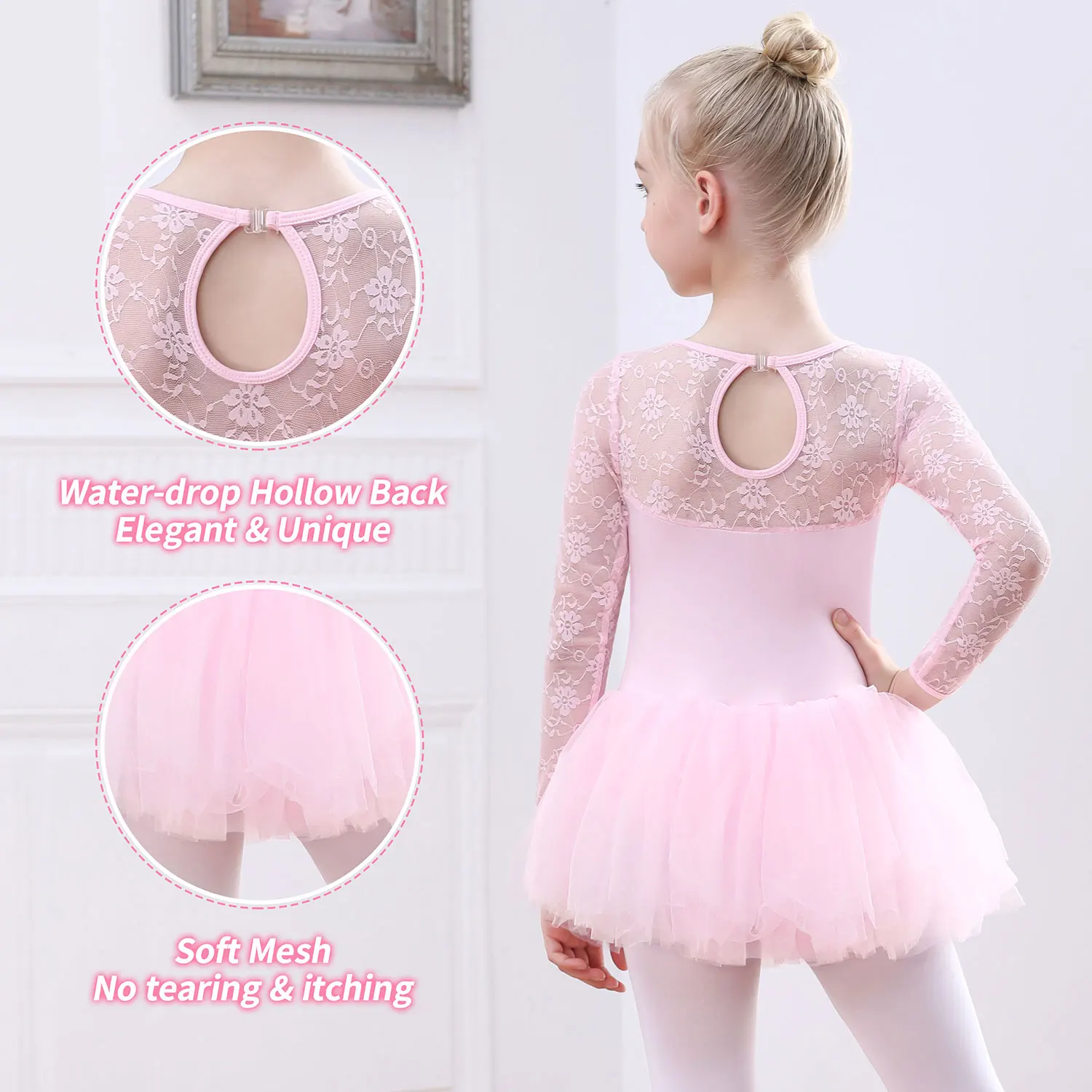 Girls Ballet Lace Cap Sleeve Leotard  with Tutu Skirt for Dance Gymnastics (Toddler/Little Girl/Big Girl)