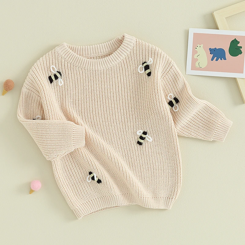 Baby Girl Knit Sweater Blouse Pullover Sweatshirt Warm Crewneck Long Sleeve Tops for Infant