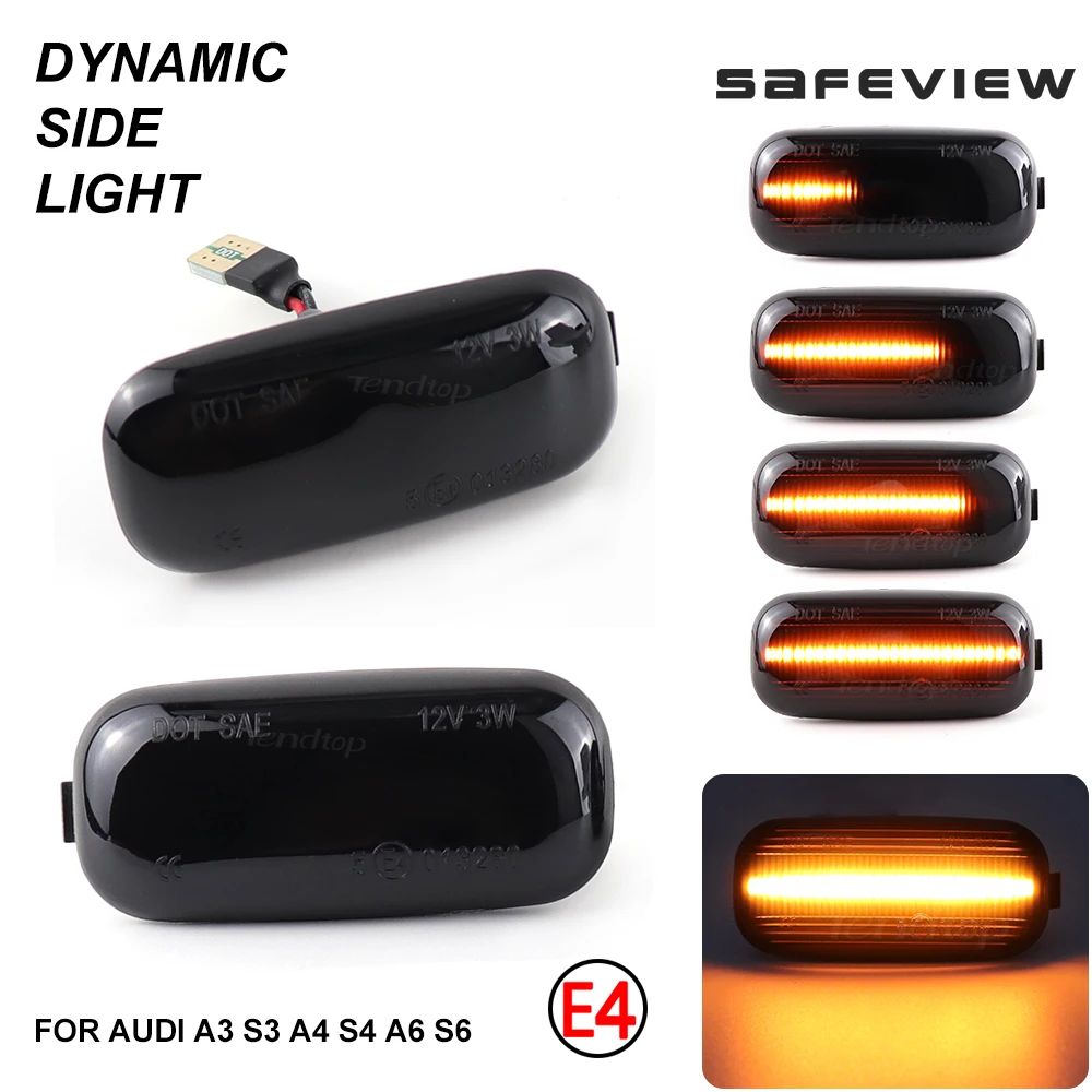 LED Turn Signal Repeater Sequential Light Flashing Side Marker Lamp For 2000-2011 Audi A3 S3 8P A4 S4 RS4 B6 B7 B8 A6 S6 RS6 C5