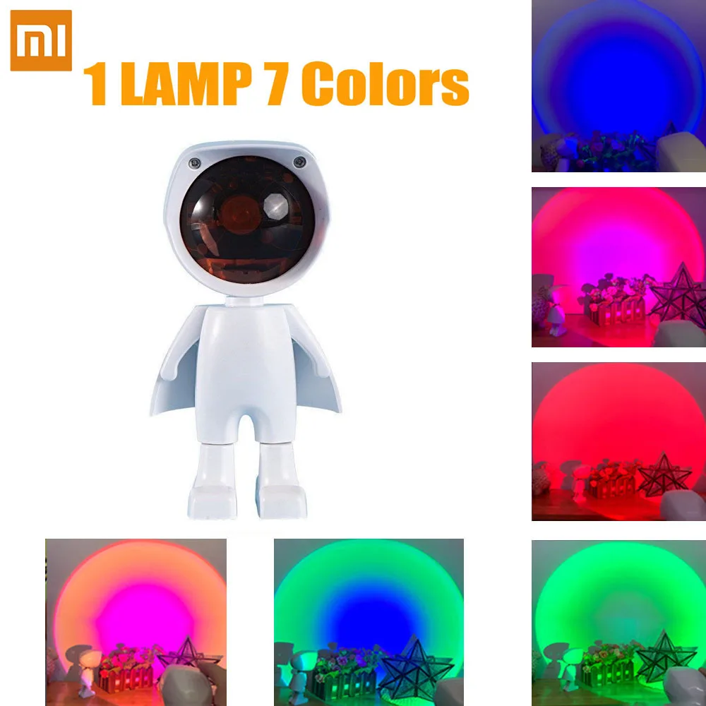 

Xiaomi Astronaut Robot Sunset Projection Night Light USB LED Rechargeable Children Table Lamp Touch Dimming For Room Decoration