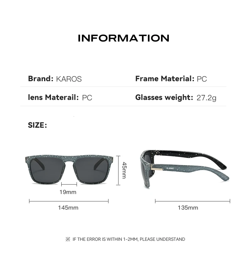 KAROS Fashion Square Polarized Sunglasses Men Women Driving Fishing Luxury Brand Designer Sun Glasses Driver's Eyewear UV400 view 6