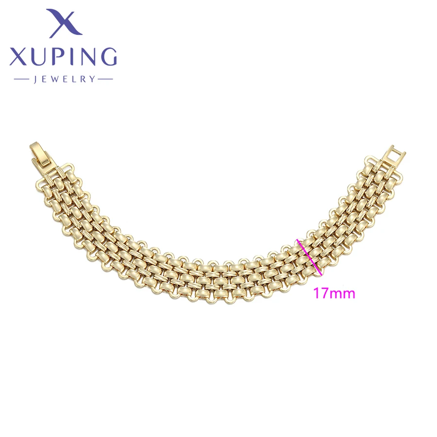 Xuping Jewelry New Arrival Trendy Charm Fashion Copper Alloy Women's Bracelet with Light Gold Color X001001617
