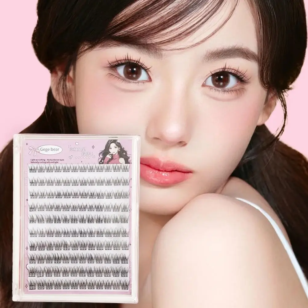 Glue-free False Eyelashes Natural Transparent Stem Reusable DIY Makeup Reused Clusters Individual Eyelash Korean Under Lash Q9H9