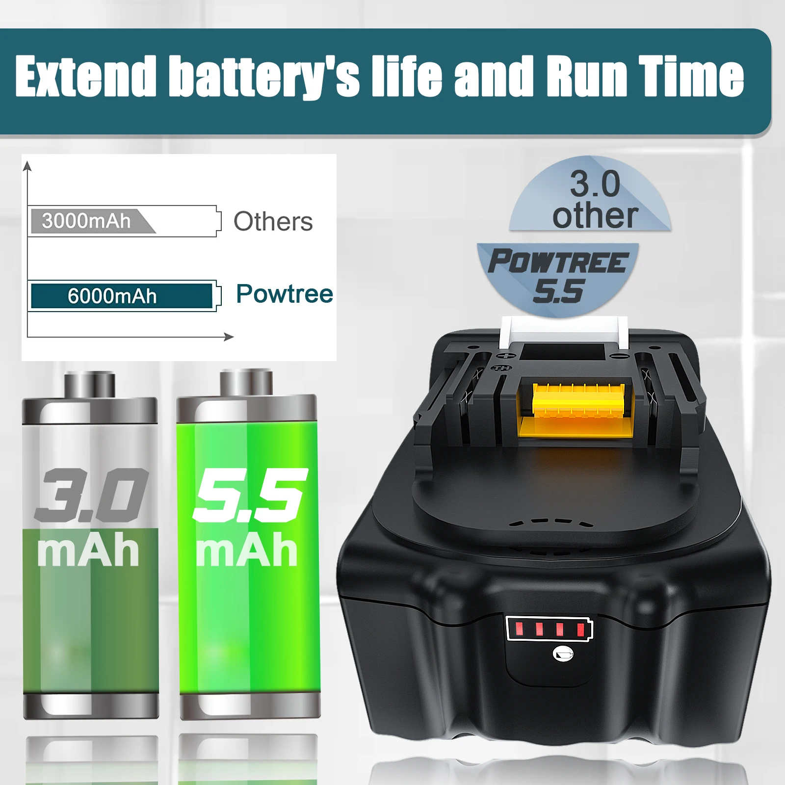 2022 업그레이드 18V Makita BL1830 BL1850B BL1850 BL1840 BL1860 BL1820 BL1815 교체 리튬 배터리