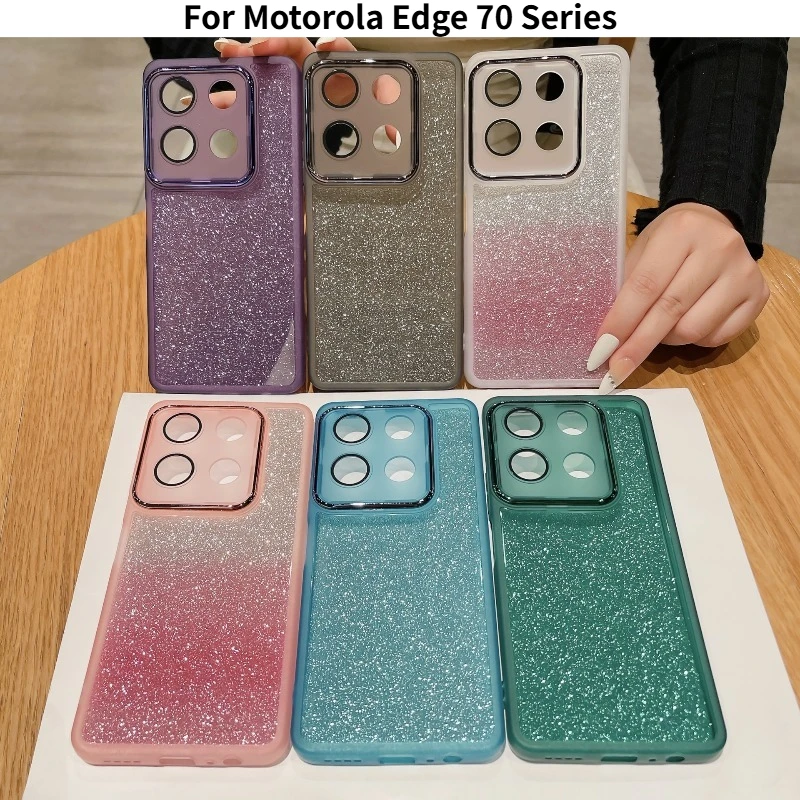 Phone Cases Motorola Edge 2025 - Clear Soft Silicone Glitter Cardstock Case